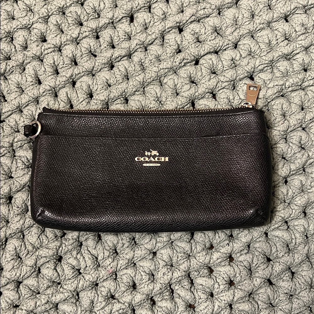 Coach Black Textured Leather Pouch